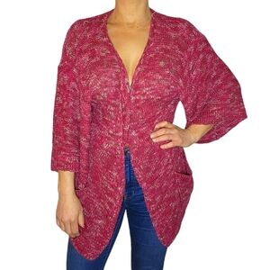 BCBGMaxazria Open Cardigan Purple Red Knit Size Large
